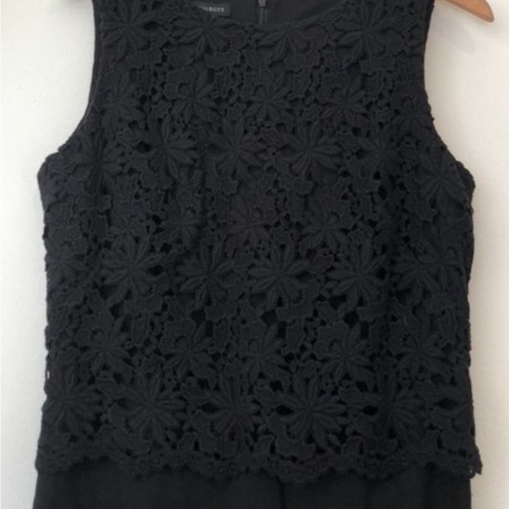 NEW NWT TALBOTS Black Knit Sleeveless Knee Length Crochet Upper Sheath Dress 10 - Picture 3 of 10